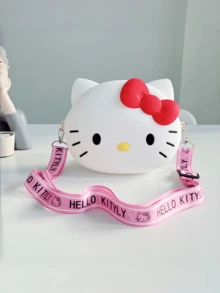 Sanrio Hello Kitty Girls Pink Cute Cartoon Crossbody Coin Purse Shoulder Bag (Suitable As Back To School Gift)