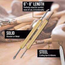 15pcs Pottery Tools Set + Professional Soft Clay Cutting Tools, Sculpture Starter Kit, Acrylic Board, Hollow Rolling Pin, Wooden Clay Sculpting Tools, Oil Spatula For Repair, Soft Clay Carving Knife, Clay Texture Stamp - Multicolor - View 6