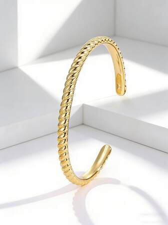 Charm-In 1 szt. pozłacana bransoletka z otwartym mankietem z fakturą liny dla kobiet – stylowy dodatek do codziennego noszenia/na randkę, idealny prezent dla niej (ukończenie szkoły/urodziny)