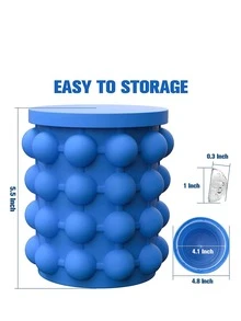 1pc Blue Insulated Freezer Tray With Lid, Large Silicone Ice Bucket (2-In-1), Round Portable Ice Maker