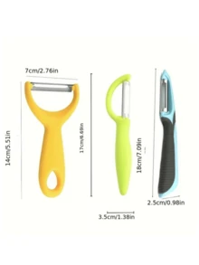 1/3 Piezas Pelador antideslizante de acero inoxidable, raspador de frutas y verduras, pelador de melón para el hogar, herramienta de cocina, patata, manzana, verdura, pelador multifuncional, herramienta mágica de raspado de cocina - Multicolor - Ver 2