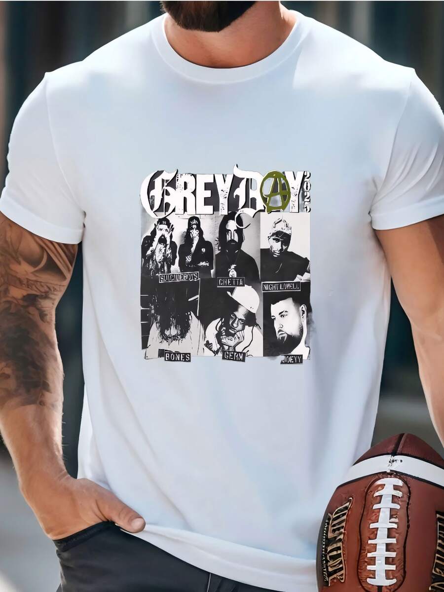 Mens Greyday 2025 Tour Tshirt, G59 Suicideboy Bones Germ Ramirez, Hip Hop Music Tour Merch, Concert Tee, Vintage Style Band Shirt T-Shirt - 白色 - 查看 1