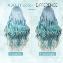 Elegant Mermaid Style Long Wavy Blue Ombre Wig - Heat Resistant Synthetic Fiber, Suitable For Women, Daily, Party, Cosplay
