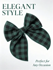 3/1pc Set Multicolor Plaid Bow Decor Large Satin Snap Hair Clips For Women