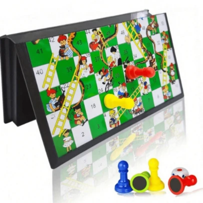 Magnetic Snake Ladder Board Game Set, Foldable & Portable Design, Lightweight & Compact, Travel Game Set Gift, Family Entertainment Toy