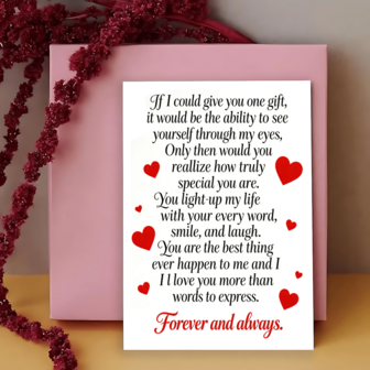 1 pieza Tarjeta de amor romántica Tarjeta del Día de San Valentín Tarjeta de cumpleaños - Regalos de aniversario lindos para él, regalo para novio, esposo, marido Solo porque te amo, regalo del 6to o 10mo año de aniversario para esposo, esposa, novia para relación a distancia