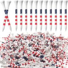 50/100pcs American Flag Design Golf Ball Tees, Bamboo Patriotic Golf Tees, US Flag Golf Tees, Reduce Side Spin And Friction, Suitable For Men And Women Golfers - Red and White - View 2