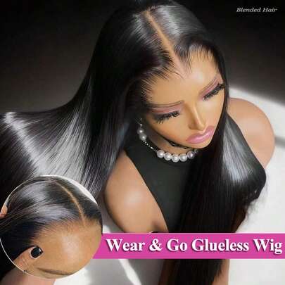 8-34英寸蕾丝前假发，13*6、13*4、4*4、5*5蕾丝前假发，180%密度，黑色，预先拔毛，预先剪裁的短波波头假发，女士混纺直发假发