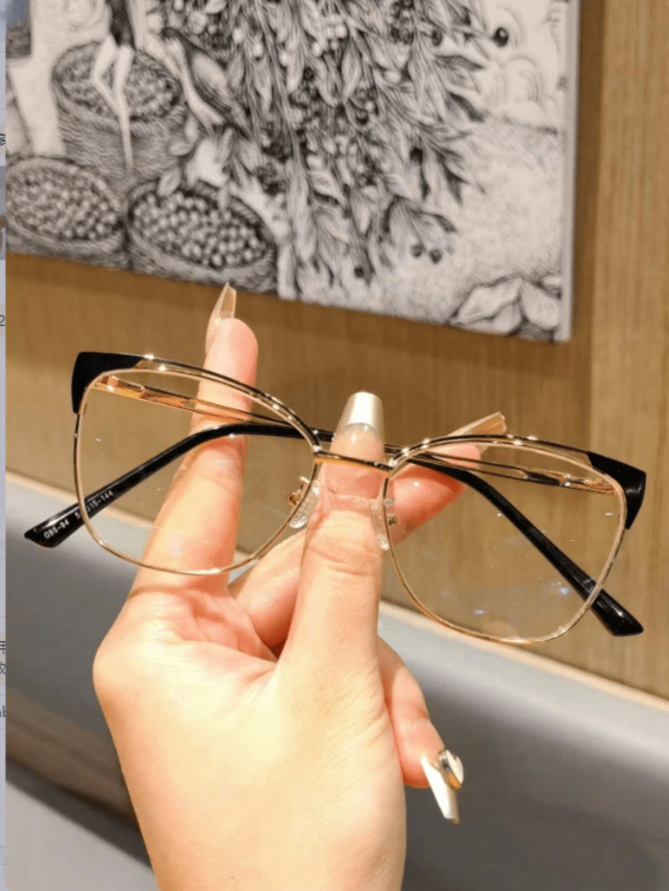 1pc Fashion Metal Frame Shading Transparent Lens Cat Eye Shaped Multifunctional Women Glasses Accessory - Purple Gold - View 1