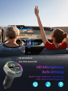 REMAX USB C Bluetooth Adapter For Car, AUX Wireless FM Radio Transmitter, PD 30W Dual Port Fast Charger, Hands-Free Calling & Audio Receiver, MP3 Music Player, QC3.0 & Type-C PD USB Charger, Colors LED Backlit, TF Card Supported, Fast Charging Cigarette Lighter, Car Accessories, Super Practical Car Stuff - C63 - Xem 5
