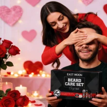 EAST MOON 7pcs Beard Care Kit For Men Grooming,Leave-In Beard Conditioner Beard Oil For Softens, Conditions,Moisturizes & Strengthens Mustaches,Beard Oil,Beard Wash,Beard Balm,Beard Brush,Valentine's Day Christmas Fathers Gifts For Dad Or Men,Travel Mini Size - Black - View 3
