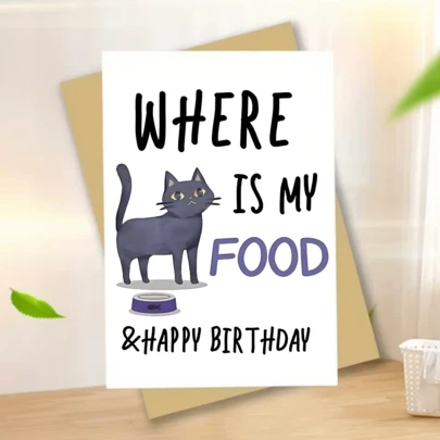 1 tấm thiệp sinh nhật mèo hài hước dành cho người yêu mèo - Hoàn hảo cho các bà mẹ, ông bố, con trai, cháu trai, con gái yêu mèo.