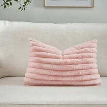 1pc Solid Color Velvet Pillow Cover (Pillow Insert Not Included), Modern Flannel Decorative Throw Pillow Case, Home Decor - Pink - View 11