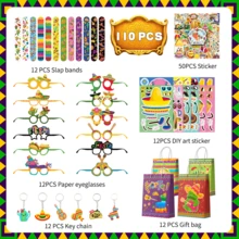 110pcs Mexican Fiesta Party Favors, Taco Party Favors Set, Cinco De Mayo Bags Mexican Character Face Sticker Mexican Keychain Slap Bracelets Etc Mexican Party Favors For Mexican Fiesta Decorations - 彩色 - 查看 4