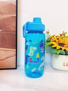 1个700毫升户外运动露营水瓶，可爱便携式恐龙、汽车、美人鱼卡通设计，适合学校、宿舍、校园使用，带提手 - 彩色 - 查看 7