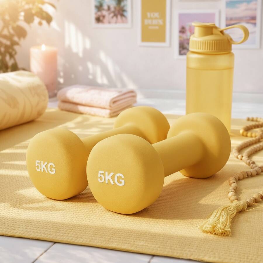 2piezas Mancuernas Pesas para Hacer Ejercicio Gym y Casa,0.5/1/2/3/4/5/6KG Mancuernas - Amarillo - Ver 1