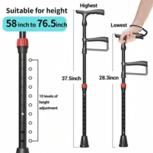 2-In-1 Walking Cane With Seat, Cane, 4-Leg Cane And Folding Cane With Seat, Alloy Cane Chair, 3/4-Leg Cane And Folding Chair With Cane, Walking Cane, Portable Folding Cane, Adjustable/Heavy Duty/Non-Slip Lightweight Cane For Elderly - Multicolor - View 11