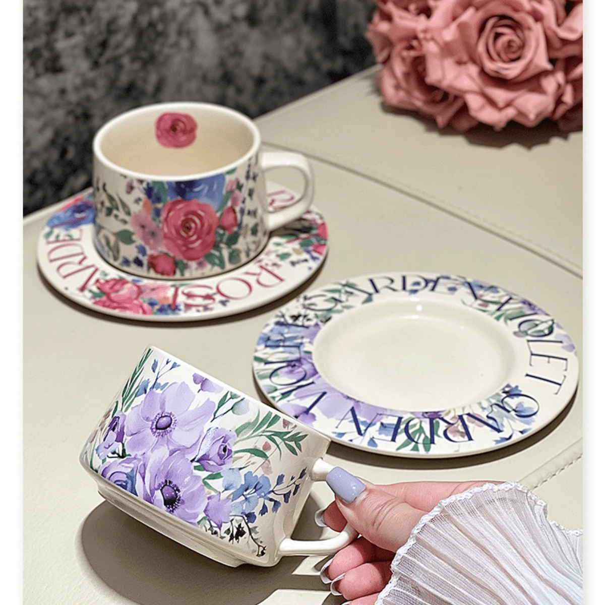 Luxury Vintage Style Ceramic Coffee Cup And Saucer Set, High-Quality Craftsmanship, Beautiful Afternoon Tea Coffee Cup Set