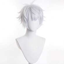 White Short Synthetic Straight Fluffy Wig For Men Anime Game Cosplay Wig Heat Resistant For Daily Party Cosplay Costume Wig - White - View 12