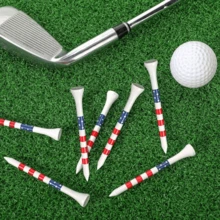 50/100pcs American Flag Design Golf Ball Tees, Bamboo Patriotic Golf Tees, US Flag Golf Tees, Reduce Side Spin And Friction, Suitable For Men And Women Golfers - Red and White - View 7