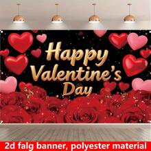 Baner flagowy 2D, 1 szt., dekoracja baneru na walentynki, scenografia na przyjęcie świąteczne, materiały do układania, materiał poliestrowy, możliwość powieszenia wewnątrz i na zewnątrz, wzór czerwonej róży z motywem miłosnym, rekwizyty dekoracyjne na przyjęcie walentynkowe, baner wiszący, świąteczna atmosfera, materiały budowlane, dekoracja baneru na przyjęcie walentynkowe, niezbędna dekoracja. - Wielokolorowe - Zobacz 1