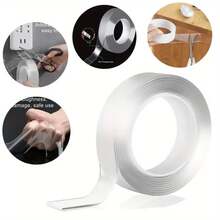 Cinta 3 y 2 m Nano Doble Cara Ancha Adhesiva Trasparente Mágica Lavable Sin Rastros Reutilizable - Blanco - Ver 1