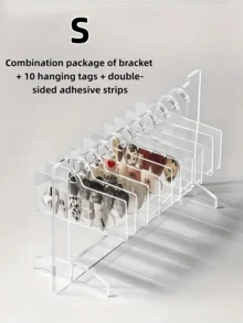 1个亚克力指甲油展示架，透明指甲样品架，指甲锉工具收纳架，1个展示架+10个吊牌+双面胶带 - 彩色 - 查看 12