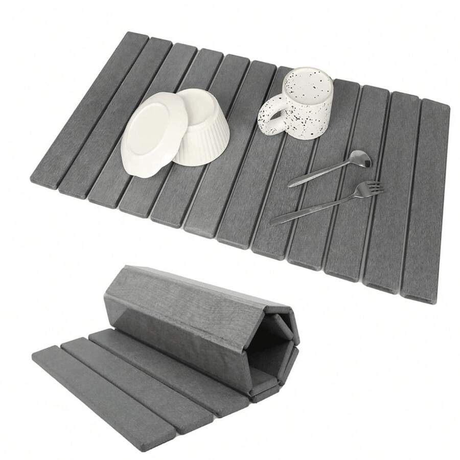 Foldable Diatomite Drying Mat Absorbent Draining Quick Dry Nonslip Pad Kitchen - Dark Grey - View 1