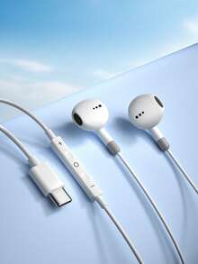 Wired In-Ear Earphones, Compatible With Lightning Interface, Type-C USB-C Plug And 3.5mm Jack, Comfortable Wear, With Microphone, Suitable For Laptops And IOS/Android Devices - White - View 10