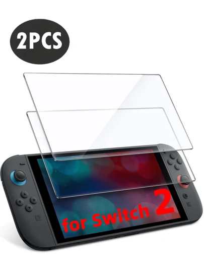 2 Packs Tempered Glass Screen Protector For Switch 2 2025, 7.9-Inch 9H Hardness Anti-Scratch Bubble-Free Glass Protector Accessories For Switch2