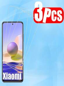 3 piezas de protector de pantalla de vidrio templado de alta definición aplicable para Xiaomi/Apple. Las características incluyen bordes negros, cobertura completa, fácil instalación, dureza 9H, cristal claro, sin burbujas, resistente a arañazos y golpes. - Blanco - Ver 108