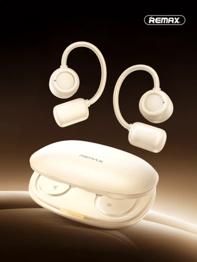 REMAX 开放式无线耳机；全天舒适佩戴（单耳仅重 6 克）；APP 控制，支持自定义均衡器；14.2 毫米大驱动单元，带来沉浸式音效；ENC 主动降噪，通话清晰；蓝牙 6.0；运动耳机