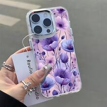 Esta funda con estampado floral morado y azul es compatible con varios modelos de teléfono, como OPPO Reno 16E/15/14/13/12/11/PRO/PLUS/PROMAX/MINI, S/A/M/NOTE, S/G/EDGE/E, Transition Spark/HANTOM/CAMON/INFINIX, Honor 400/PLAY/X/Y, OPPO Reno/A/F, OPPO Reno 14/Redmi/POCO/NOTE, etc. Transparente, sencilla, elegante y duradera, está hecha de TPU. Es ideal para celebraciones como San Valentín, Halloween y Navidad, ideal para uso personal o como regalo. - transparente - Ver 6