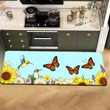 1/2/3pcs Spring Summer Daily Kitchen Rug Welcome Floral Hummingbird Design Polyester Floor Mat For Kitchen Bathroom Doorway Outdoor Garden Party Home Decor Kitchen Carpet Kitchen Mat Door Mat Home Decor - Multicolor - View 8