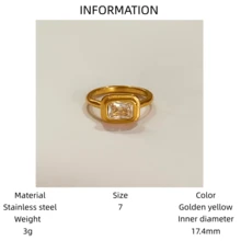 VKHK 1pc Vintage 18k Gold Plated Square Cubic Zirconia Decor Single Ring, Suitable For Men's Daily And Wedding Wear, Gift - Diamond Ring - View 8