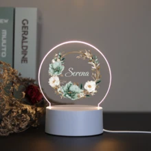 1pc Customized Name Floral & Butterfly Decor 3D LED Night Light, Suitable As Birthday Gift, Wedding Party Gift, Mother's Day Gift, Girlfriend Gift, Family & Friend Gift, Graduation Gift, Valentine's Day Gift - Brown - View 24