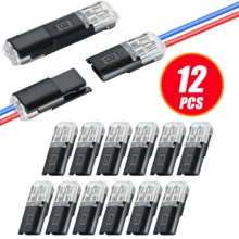 12个/60个双线插入式连接器，2针2端口，PVC绝缘，铜触点，快速连接端子，空载供电模式，带锁定夹，适用于汽车和家用LED线束连接