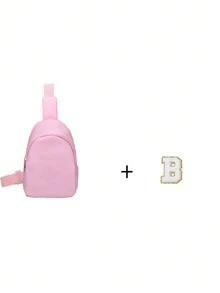 1pc Girls' Cute Letter Print Strap Crossbody Bag, Shoulder Bag, Backpack, Suitable For Daily Use, Outdoor, Travel, Hiking, Portable, Ideal Gift Choice, Suitable For Girls, Back To School Gift, Girls' Waist Pack, Children's Shoulder Bag - Pink - View 19