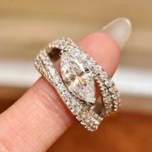 VKHK 1pc Luxurious Sparkling Full Zirconia Stone Ring, Suitable As Wedding/Gift Accessory For Women - Diamond Ring - View 4