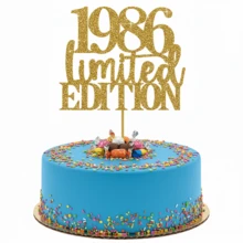 1个金色闪光“1986限量版”蛋糕装饰插牌 - 闪亮生日蛋糕装饰，适合40岁生日、周年纪念派对，时尚蛋糕装饰拍照道具 - 彩色 - 查看 13