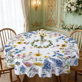 1 st/36 st vår- och sommarblommig anti-skrynkduk, präglad kant, rektangulär/rund duk, flera storlekar tillgängliga, polyesterduk, inomhusmatsal/utomhusfest