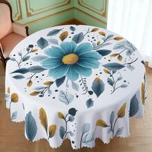 1pc/36pcs Vintage Blue Floral Wrinkle-Resistant Tablecloth, Embossed Edge Craft, Rectangular/Round Tablecloth, Multiple Sizes Available, Polyester Fiber Tablecloth, Indoor Dining/Outdoor Party - Mint Blue - View 4