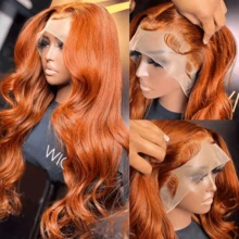 NATAN [Women's Curly Wig] 180% Density Orange Long Wavy Wig - Elegant Ladies Curly Wig - Tong Long Fiber, Natural Appearance, Rose Net Cap, Versatile Styling, Realistic Bangs, Heat Resistant - S350 - View 7