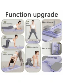 可折叠普拉提板 - 多功能腹部训练器、核心肌群训练器材、便携式健身装备，适用于家庭和健身房，配有黑白弹力带，是情人节、妇女节、母亲节的理想礼物，普拉提器材 - 彩色 - 查看 2