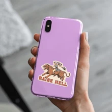 “1张3英寸可移除户外防水乙烯基贴纸 – 耐用的‘Raise Hell’复古虎女设计 | 励志酷炫时尚贴纸，适用于笔记本电脑、手机壳、水瓶、头盔、滑板、摩托车、汽车等 | 适合年轻人的创意个性化贴纸” - 彩色 - 查看 6