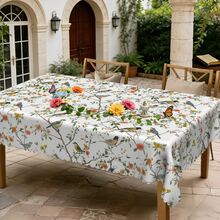 1 Stück/36 Stücke Frühlings- & Sommer-Blumen, Vogel Anti-Falten Tischdecke, geprägte Kante, rechteckig/rund, verschiedene Größen erhältlich, Polyester Tischdecke, für Innen-Dining/Outdoor-Party - Grün - Übersicht 8