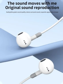 Type-C Wired Earphones, USB-C In-Ear Headphones, Audio Earbuds For Electronic Calls And Music, Bass Stereo Earphones, Compatible With IPad/PC - White - View 4