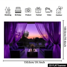 1 件装，深紫色雪纺窗帘，涤纶背景布（39x59 英寸、51x59 英寸、70.8x90.5 英寸），通用节日房间装饰，拍照道具，无需用电 - 紫色 - 查看 6