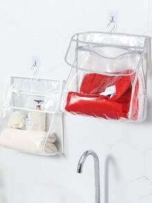 Waterproof Hanging Storage Bag With Hook For Bathroom Wall-Mounted Essential Storager Multi-Compartment For Toiletries And Clothes Sturdy Hook For Secure Mounting Portable Wet/Dry Separation Storage Bag Shower Essentials - Multicolor - View 7