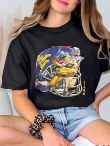 Womens Vintage 90s West Virginia Mountaineers Hoodie West Virginia Sweatshirt West Virginia University West Virginia Football Sweater Jacket Gift T-Shirt - 黑色 - 查看 2